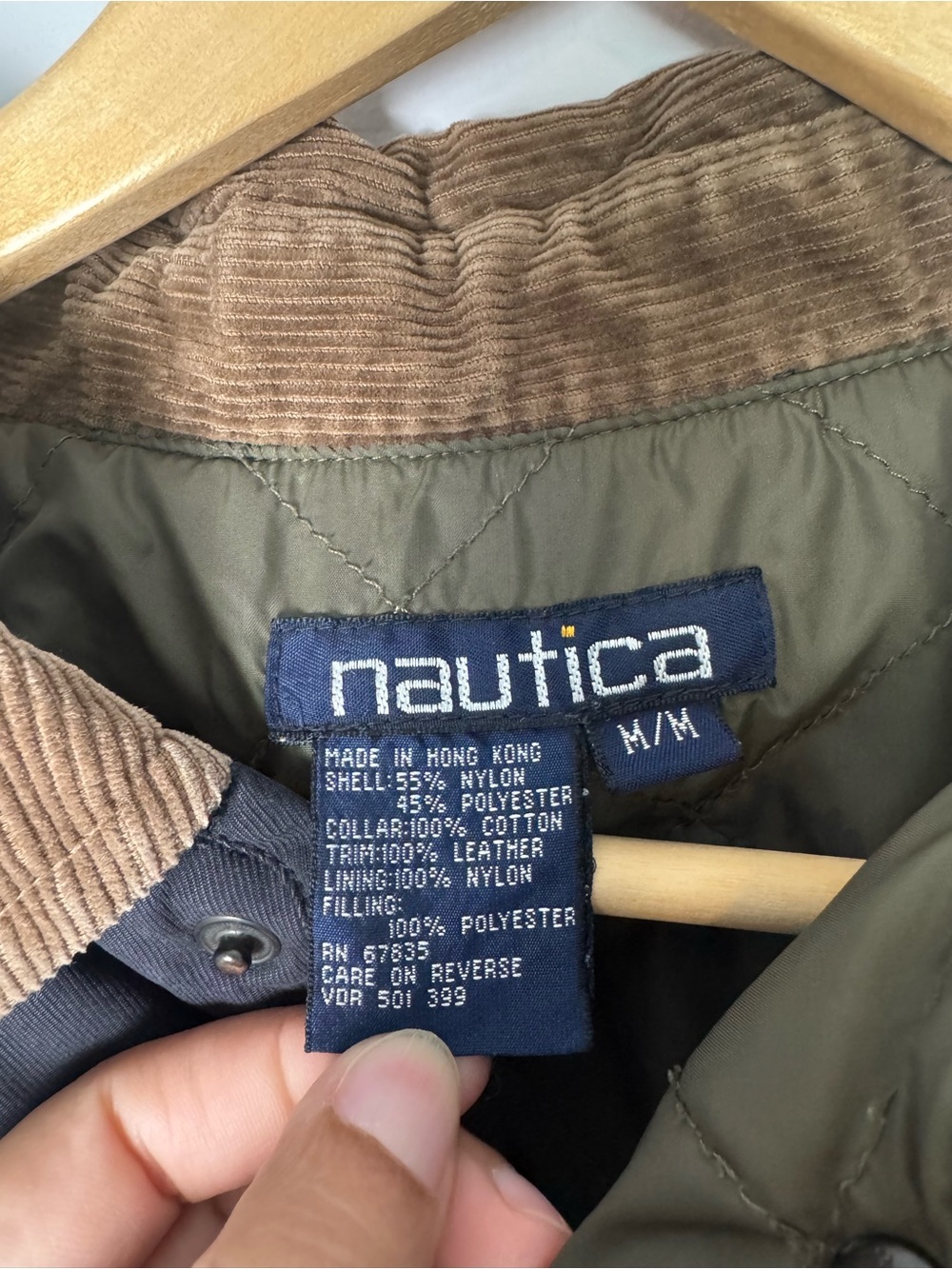 Vintage Nautica Quilted Barn Jacket Charcoal Corduroy Collar Cottage Farmer Fall - Picture 6 of 10
